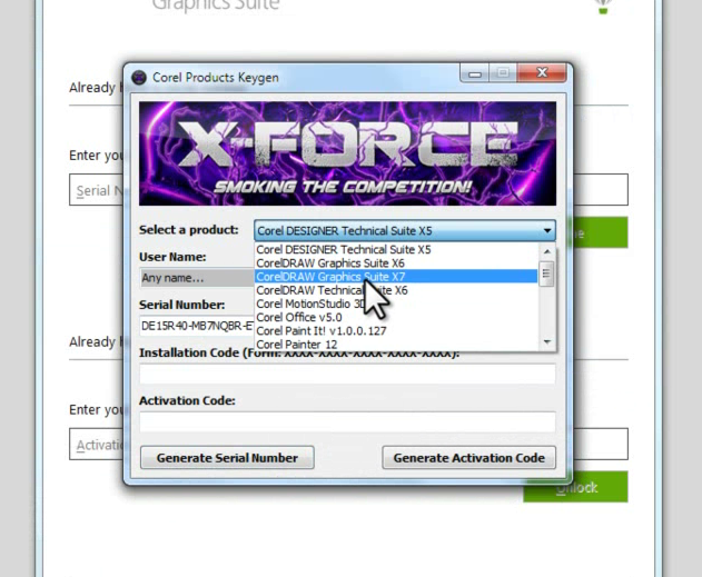 serial number for corel x7